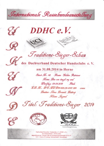 Urkunde Traditions-Sieger  2014 klein